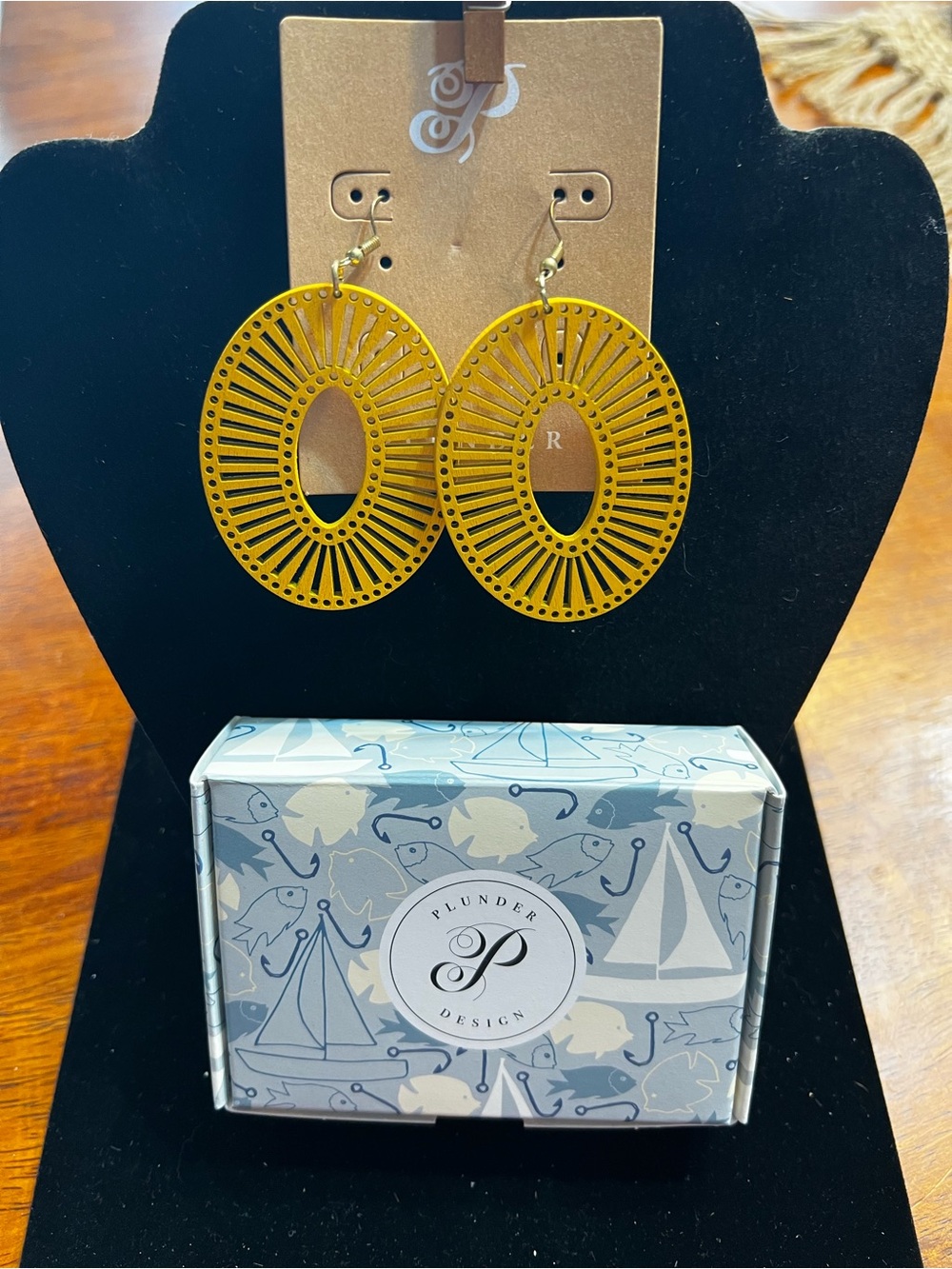 Plunder Mustard Yellow Sunburst Oval Drop Earrings